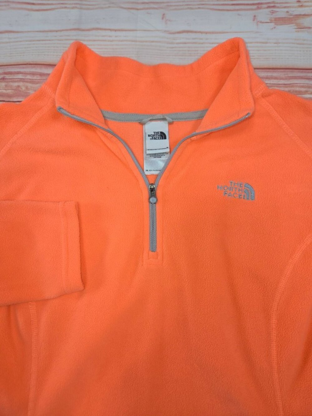 The North Face Womens Orange Fleece Pullover Medium - Picture 4 of 7